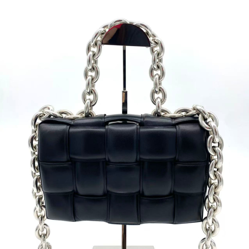 Cassette Chain Crossbody Bag Padded Maxi Intrecciato Leather