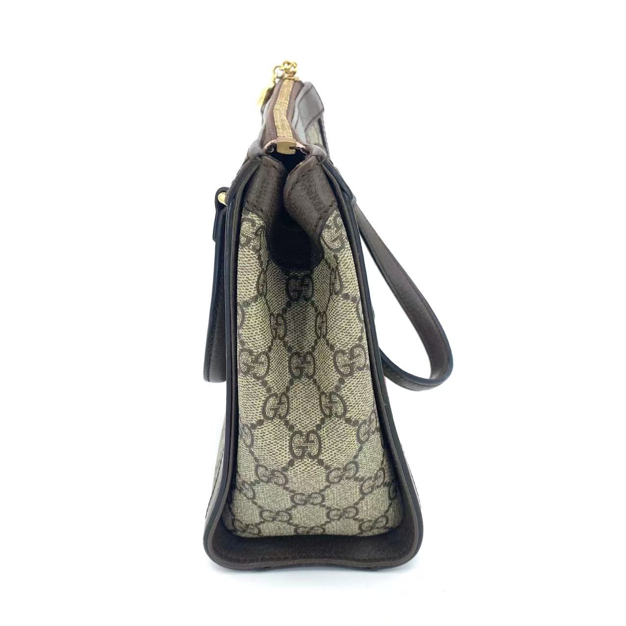 GG Supreme Monogram Small Ophidia Tote Bag Brown