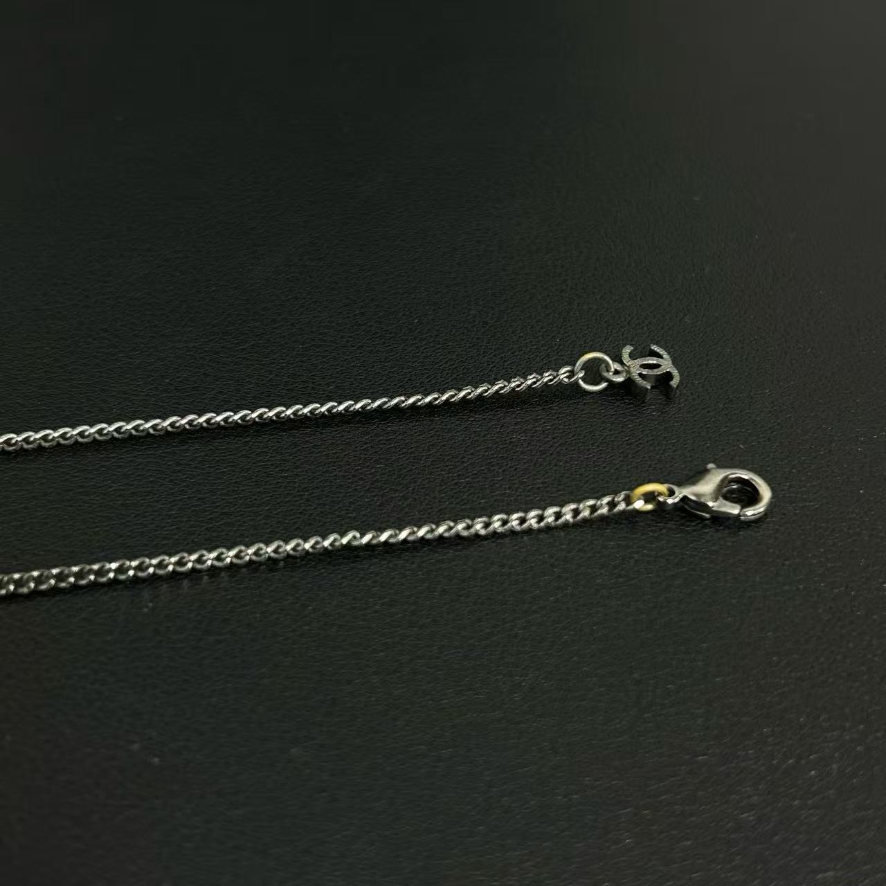 CC Crystal Logo Necklace Metal Twins LDJ4225