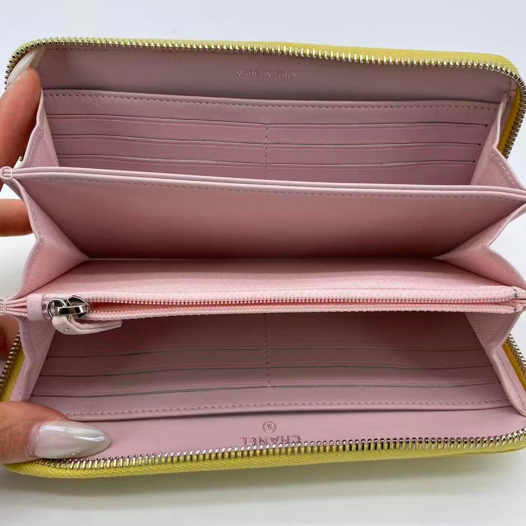Zip Around Wallet Quilted Calfskin Long
