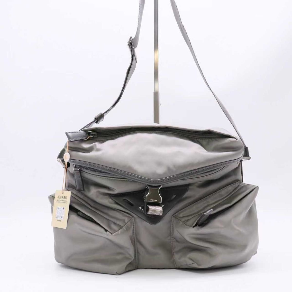 Re-Nylon And Leather Shoulder Bag Twins LDJ6207