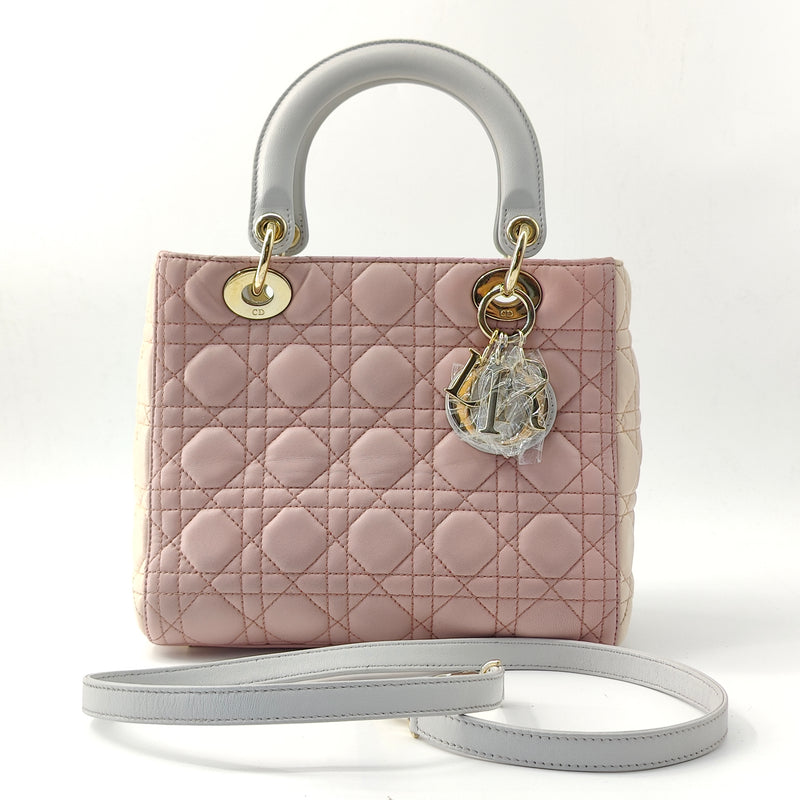 Lady Dior Bag Two-Tone Latte and Powder Pink Cannage Lambskin