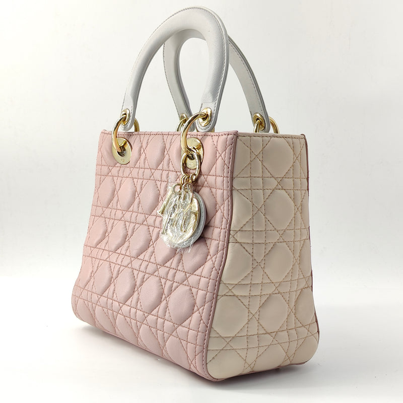 Lady Dior Bag Two-Tone Latte and Powder Pink Cannage Lambskin