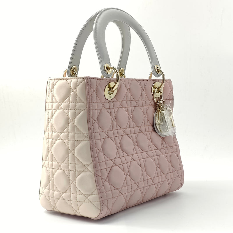 Lady Dior Bag Two-Tone Latte and Powder Pink Cannage Lambskin