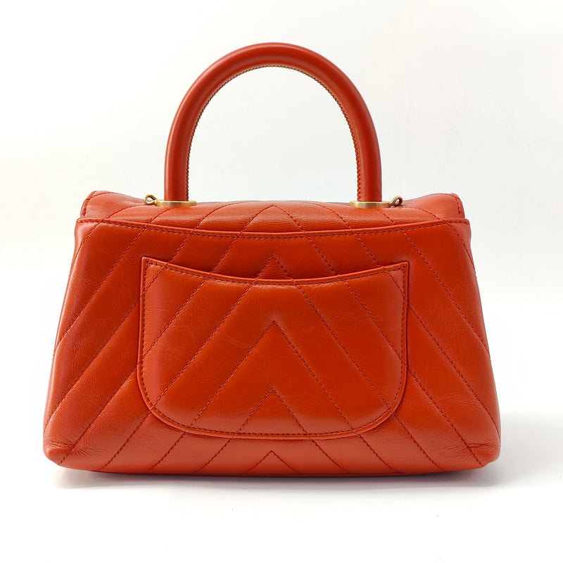 Coco Top Handle Bag Chevron Calfskin Small