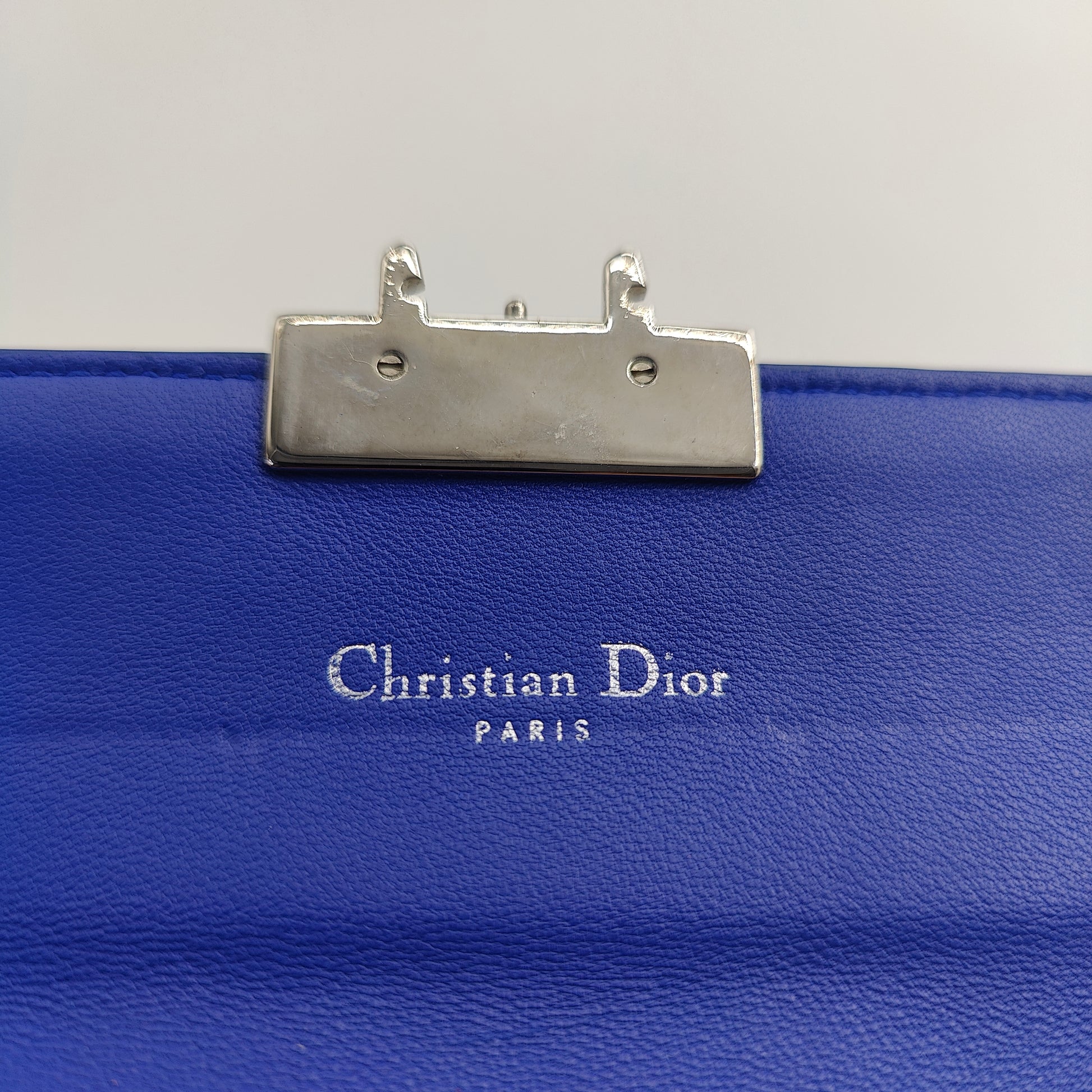 Midnight Blue Cannage Quilted Lambskin Leather Large Miss Dior Pouch Bag