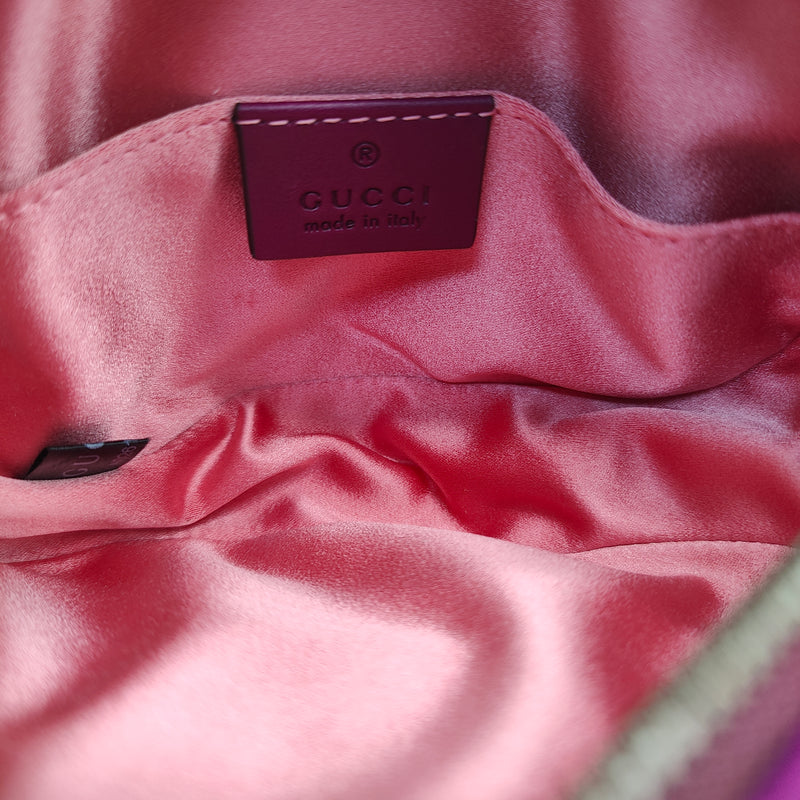 Velvet Matelasse GG Marmont Belt Bag 75 30 Fuchsia Violet Cyclamen