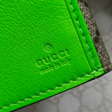 GG Supreme Monogram Continental Heart Wallet Beige Fluorescent Green