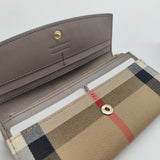 Porter Continental Wallet Leather and House Check Canvas Long