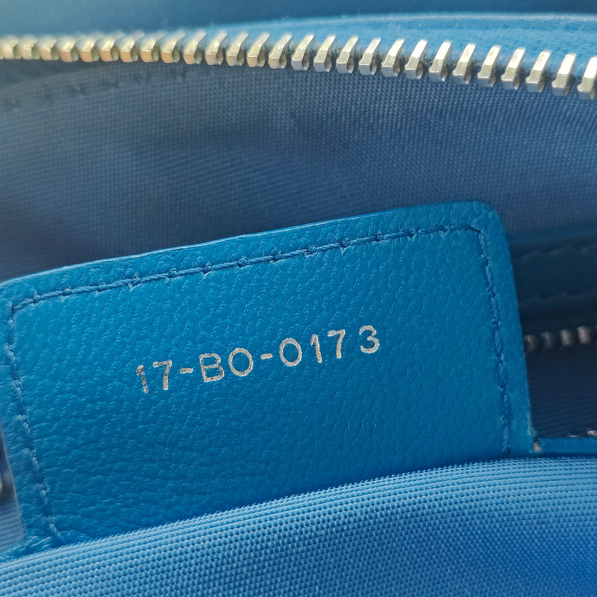 Cannage Leather Shopping Tote Blue