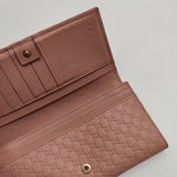 Pink Microgucissima Leather Flap Continental Wallet