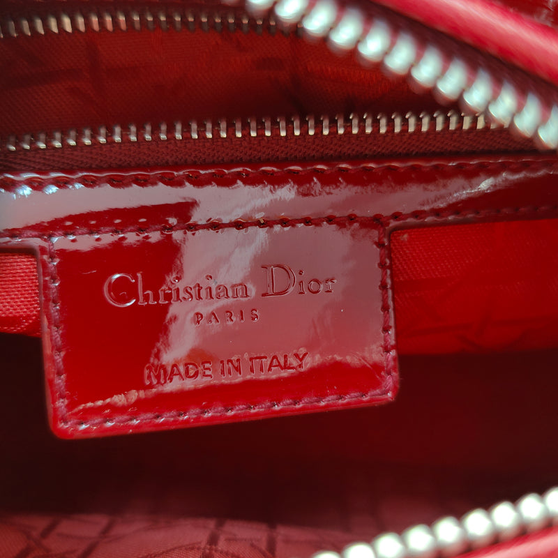 Patent Cannage Medium Lady Dior Red