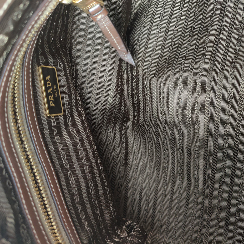 Logo Convertible Zip Satchel Canvas with Leather
