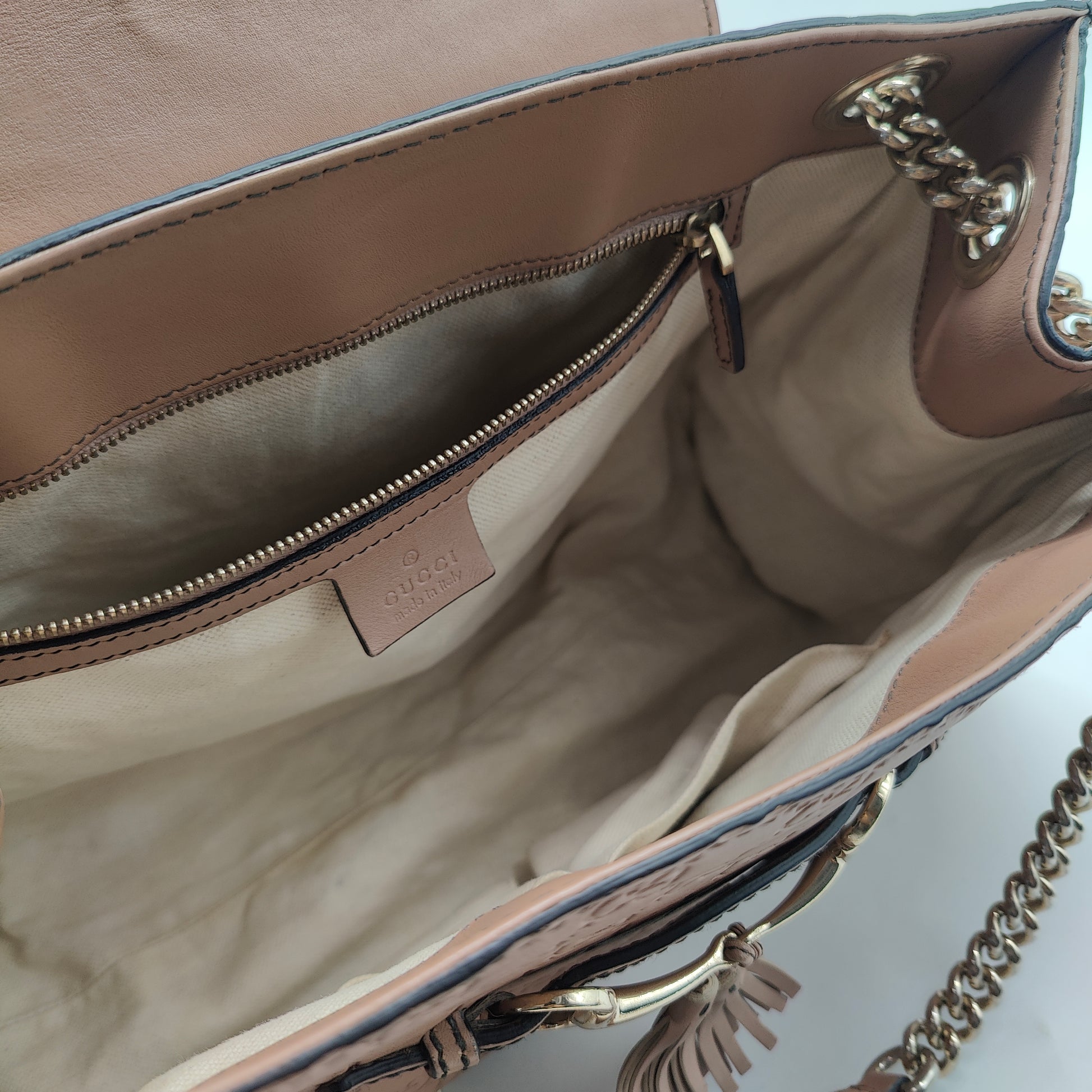 Emily Chain Flap Shoulder Bag Guccissima Leather Large