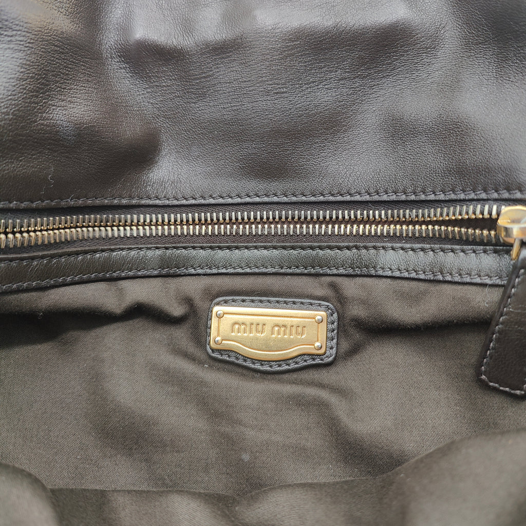 Nappa Quilted Studded Tote Bag Black