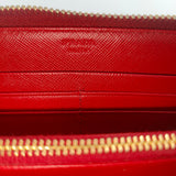 Red Saffiano Leather Zip Around Wallet