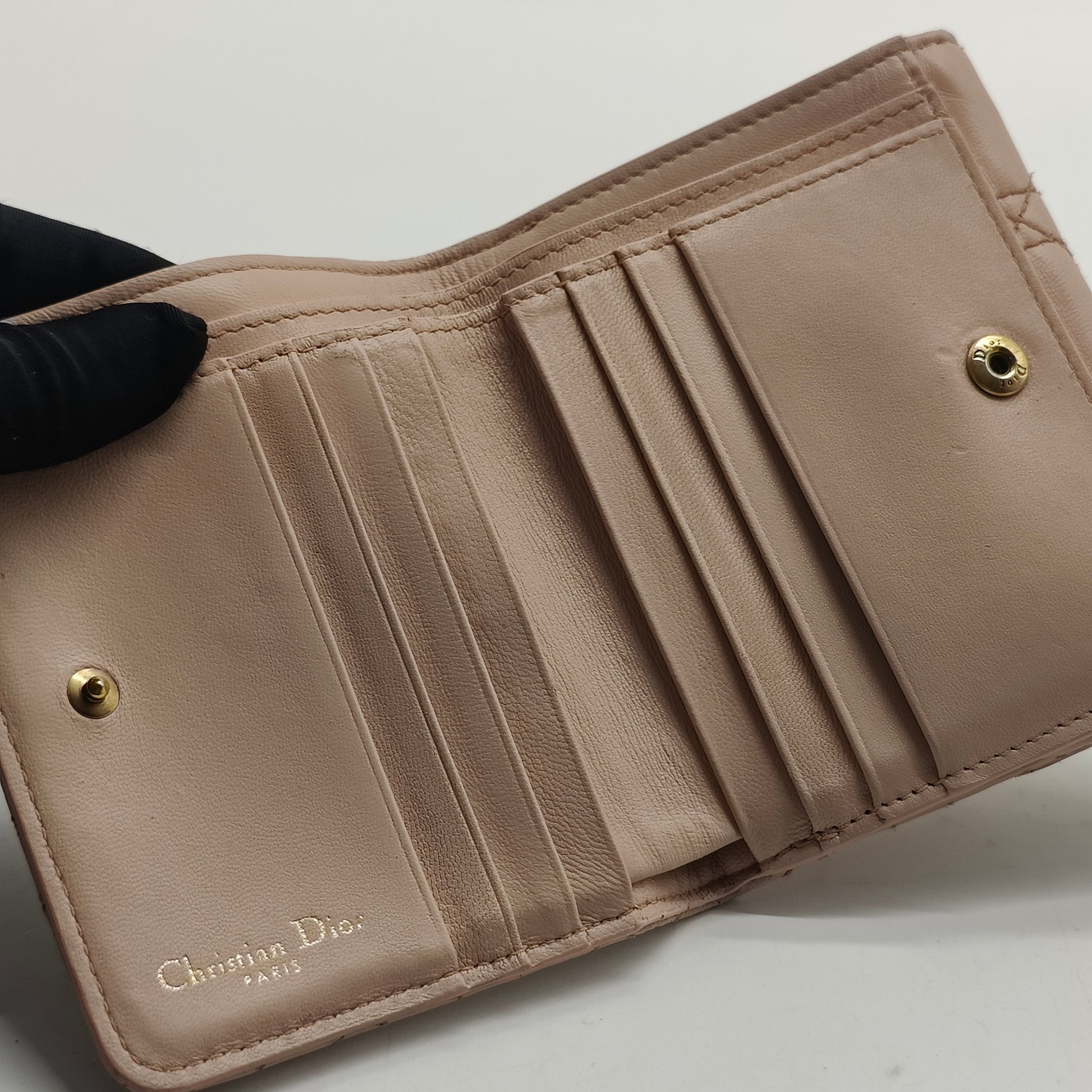 Powder Pink Cannage Leather Dioraddict French Wallet