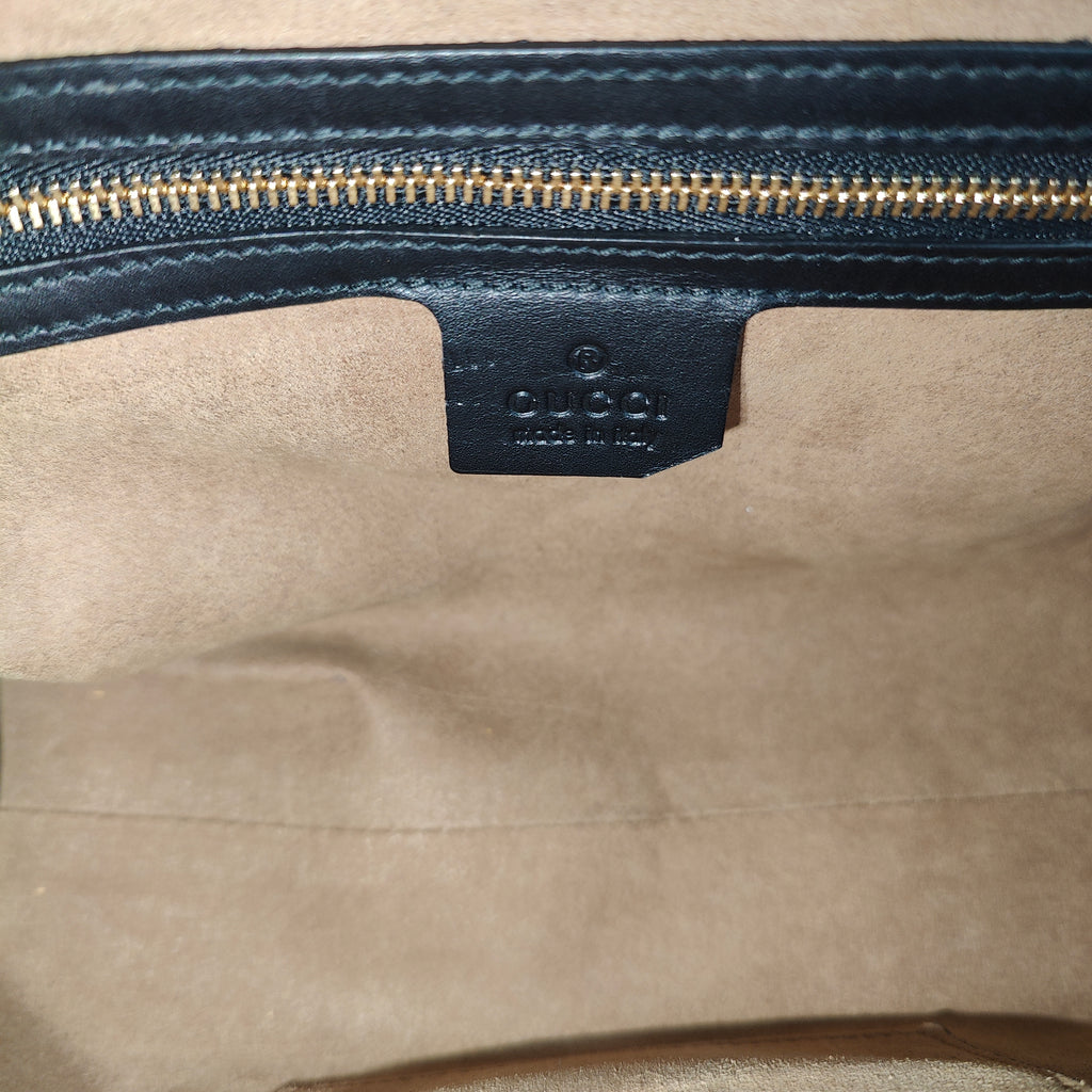 Padlock Top Handle Bag GG Coated Canvas and Leather Small
