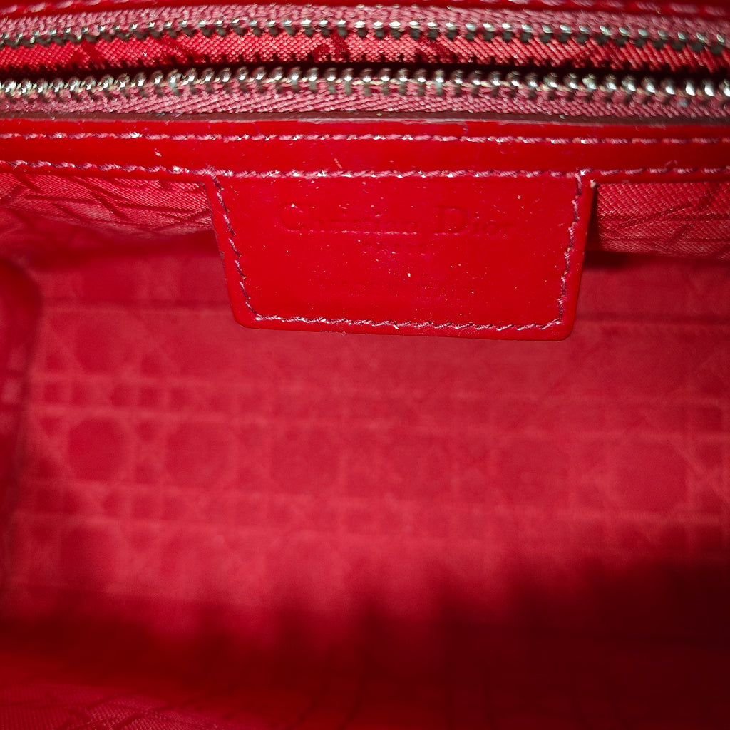 Vintage Lady Dior Bag Cannage Quilt Patent Medium