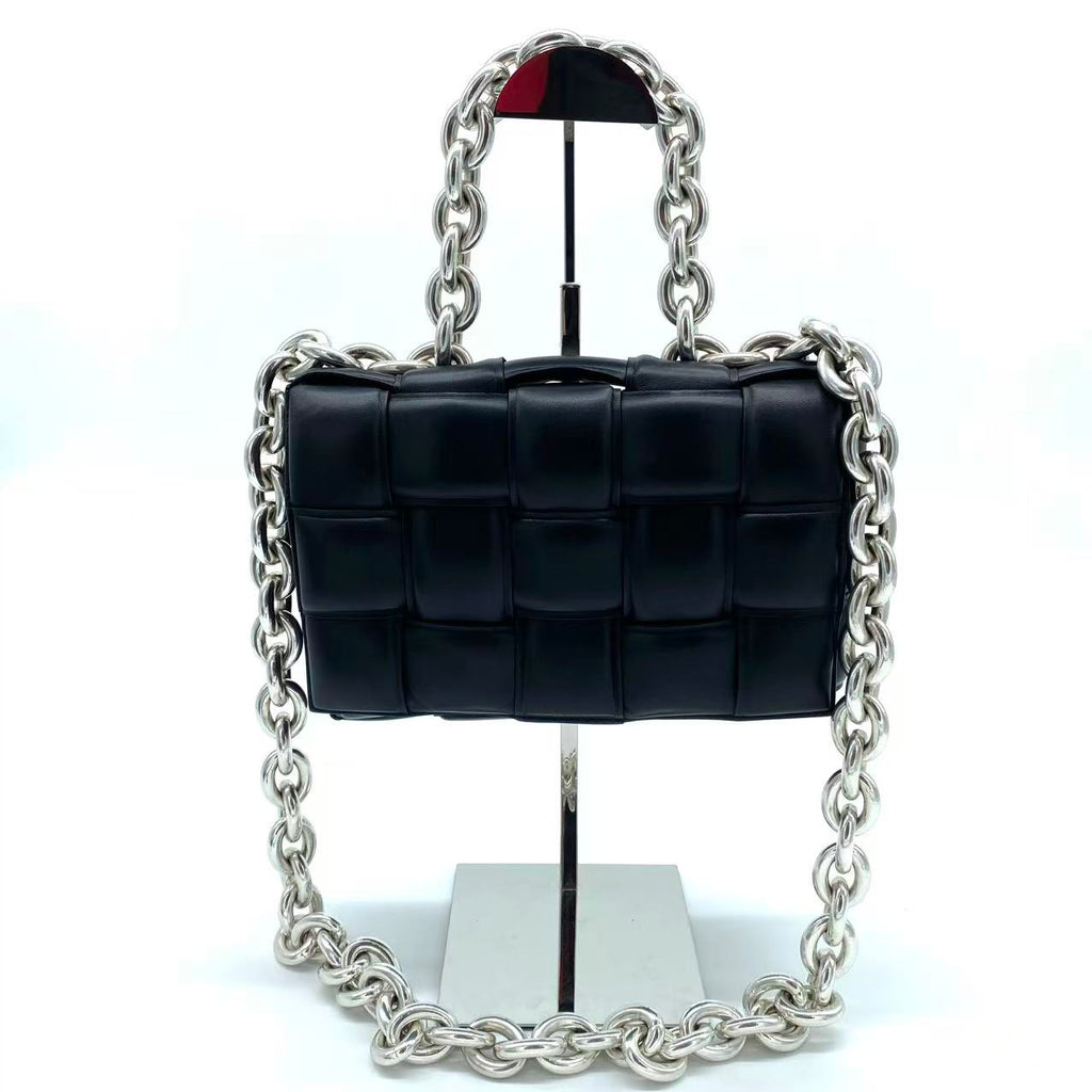 Cassette Chain Crossbody Bag Padded Maxi Intrecciato Leather