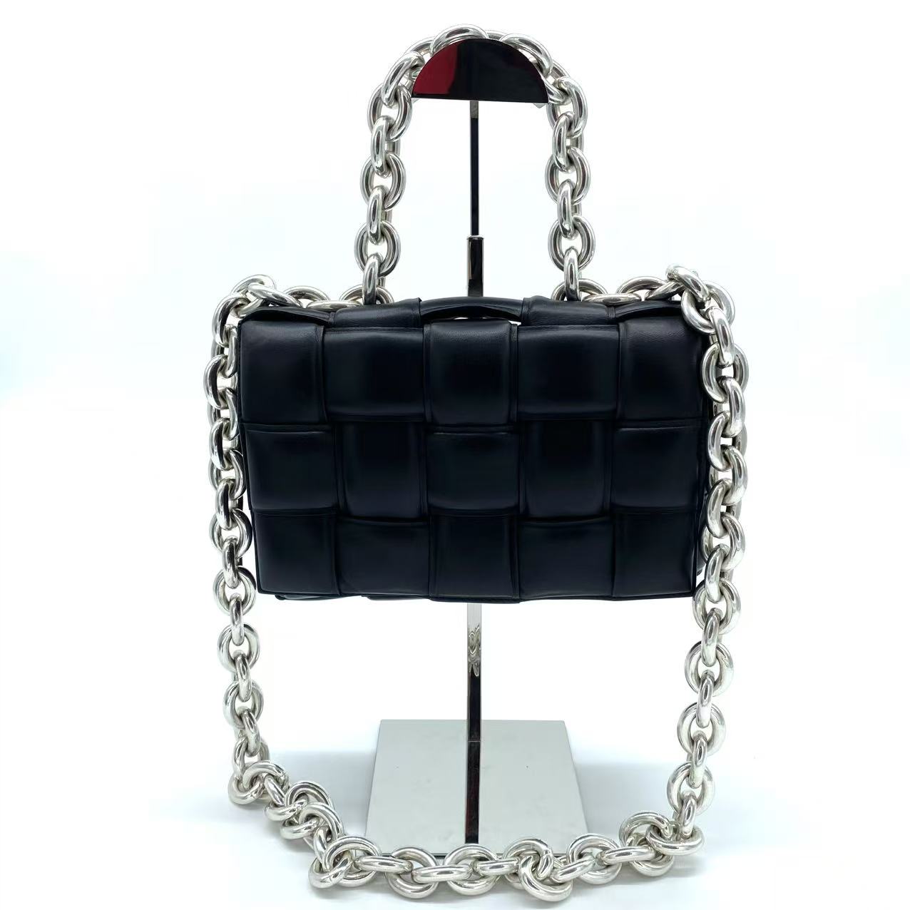 Cassette Chain Crossbody Bag Padded Maxi Intrecciato Leather