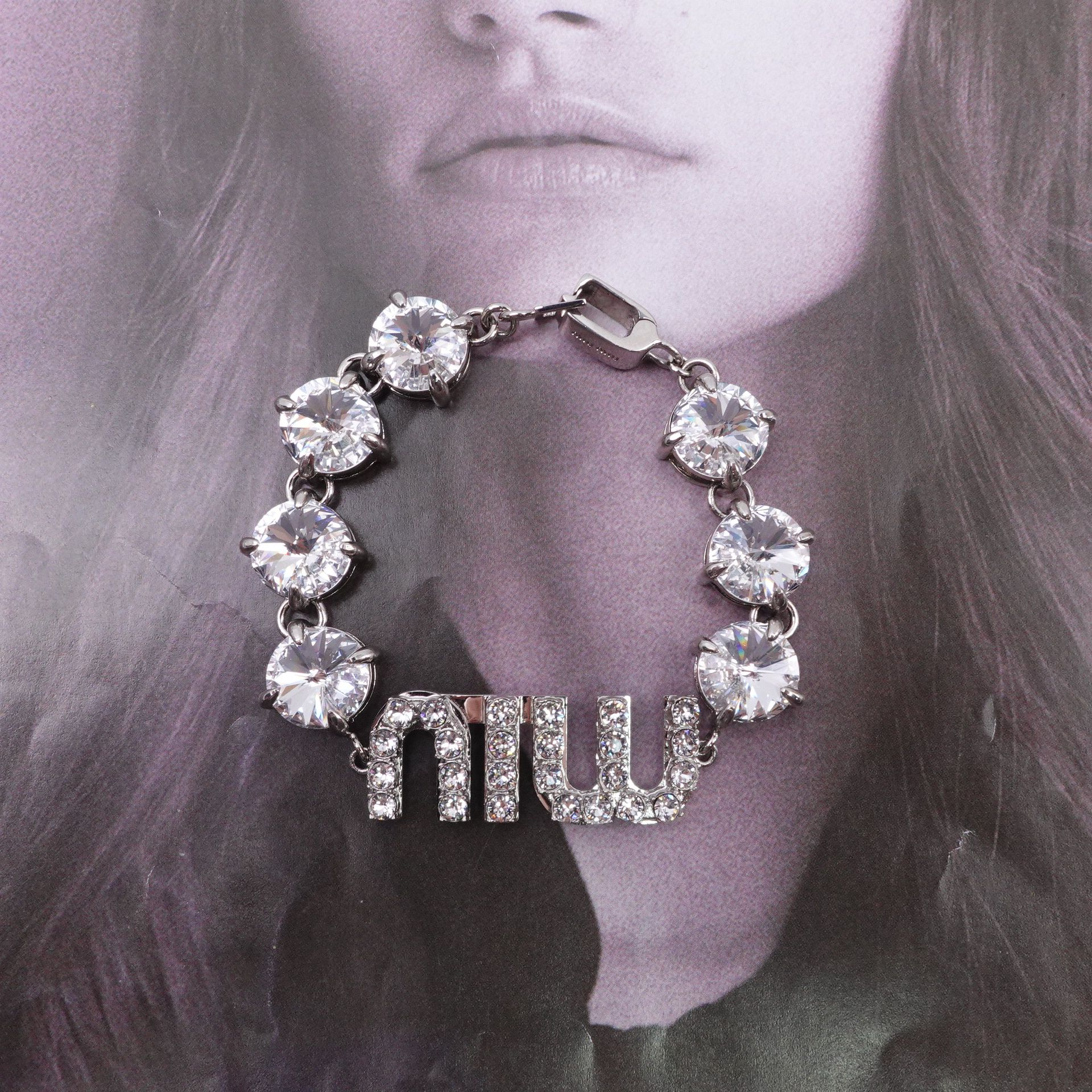 Logo crystal-embellished bracelet