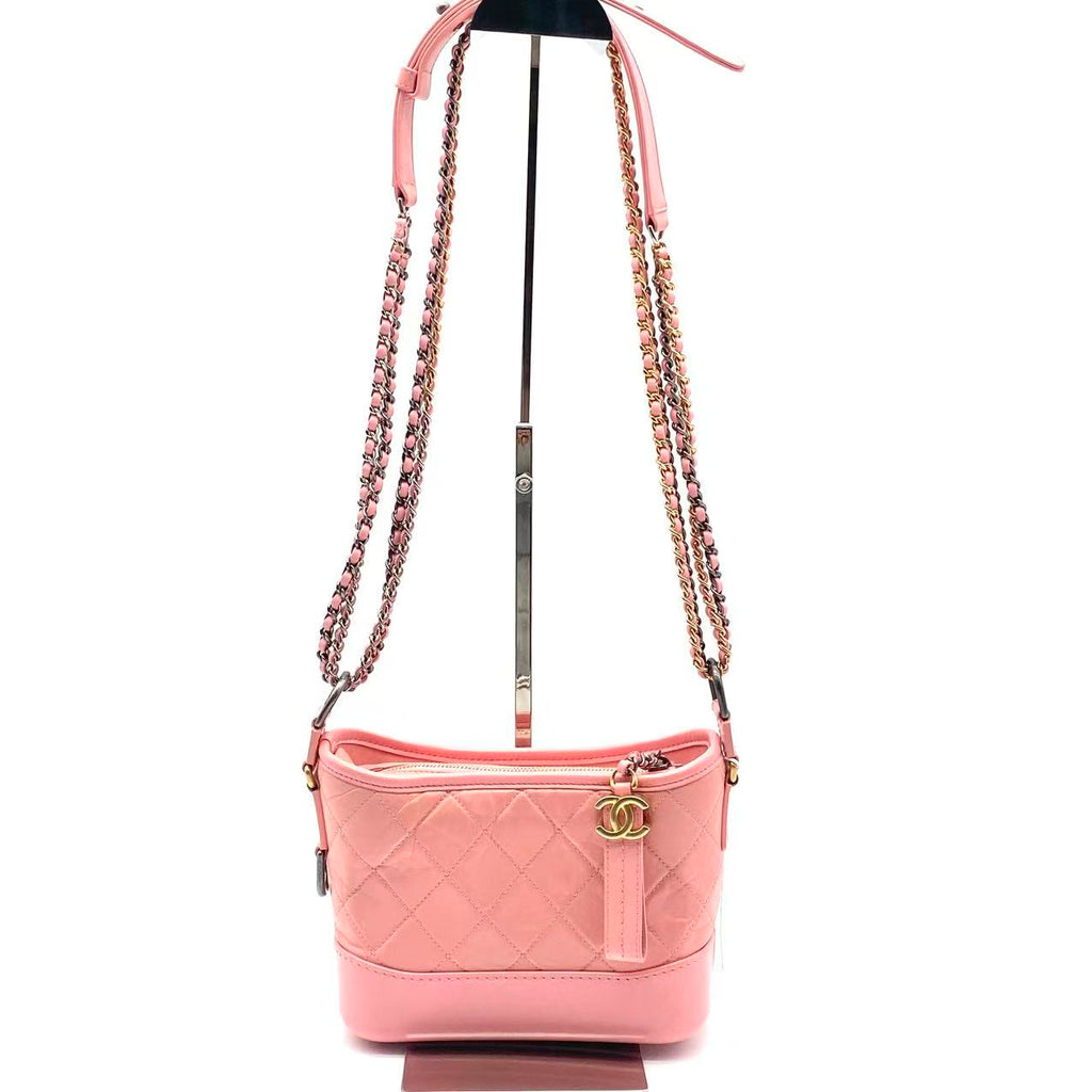 Gabrielle Hobo Quilted Aged Calfskin Small Pink
