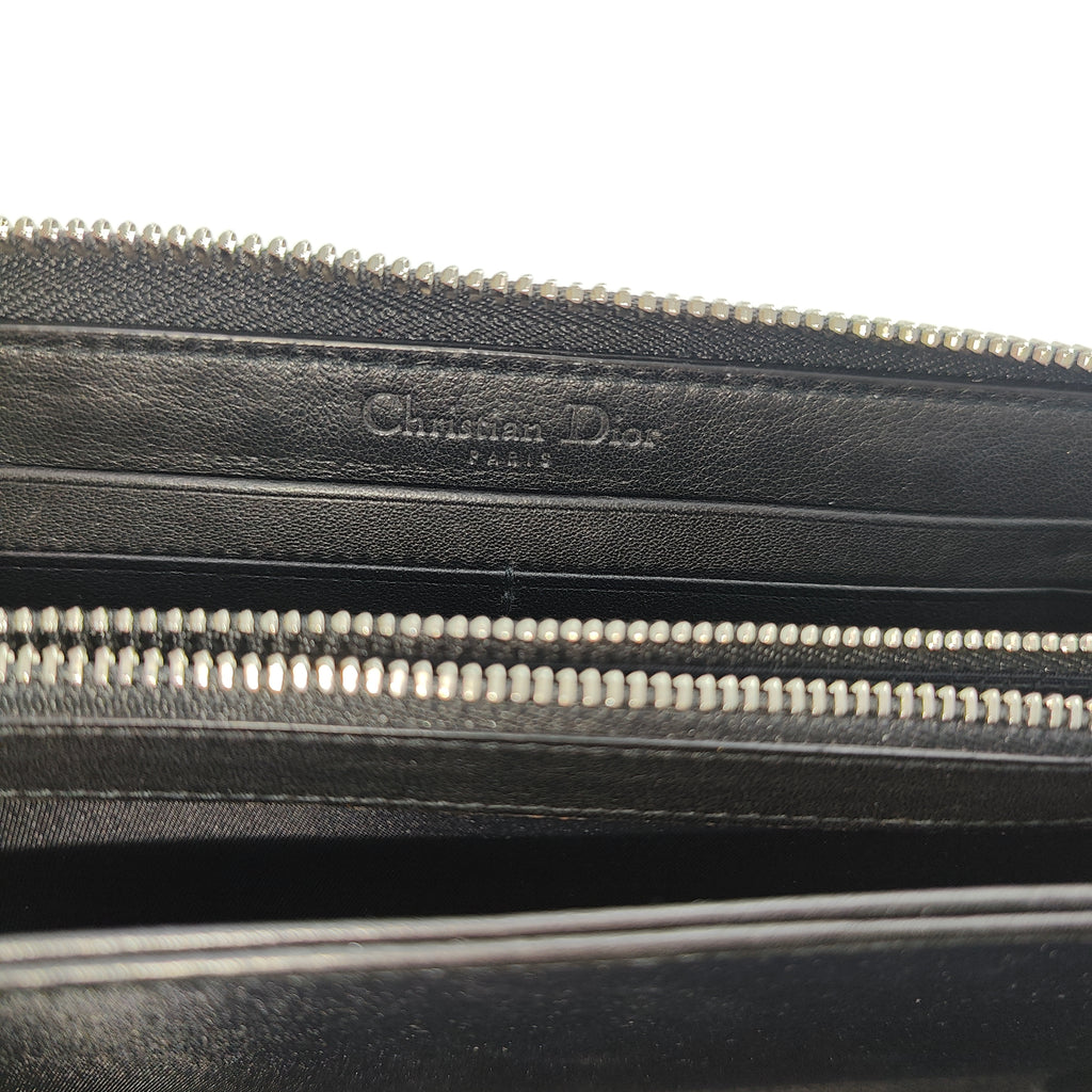 Lady Dior Zip Around Wallet Cannage Quilt Patent Long