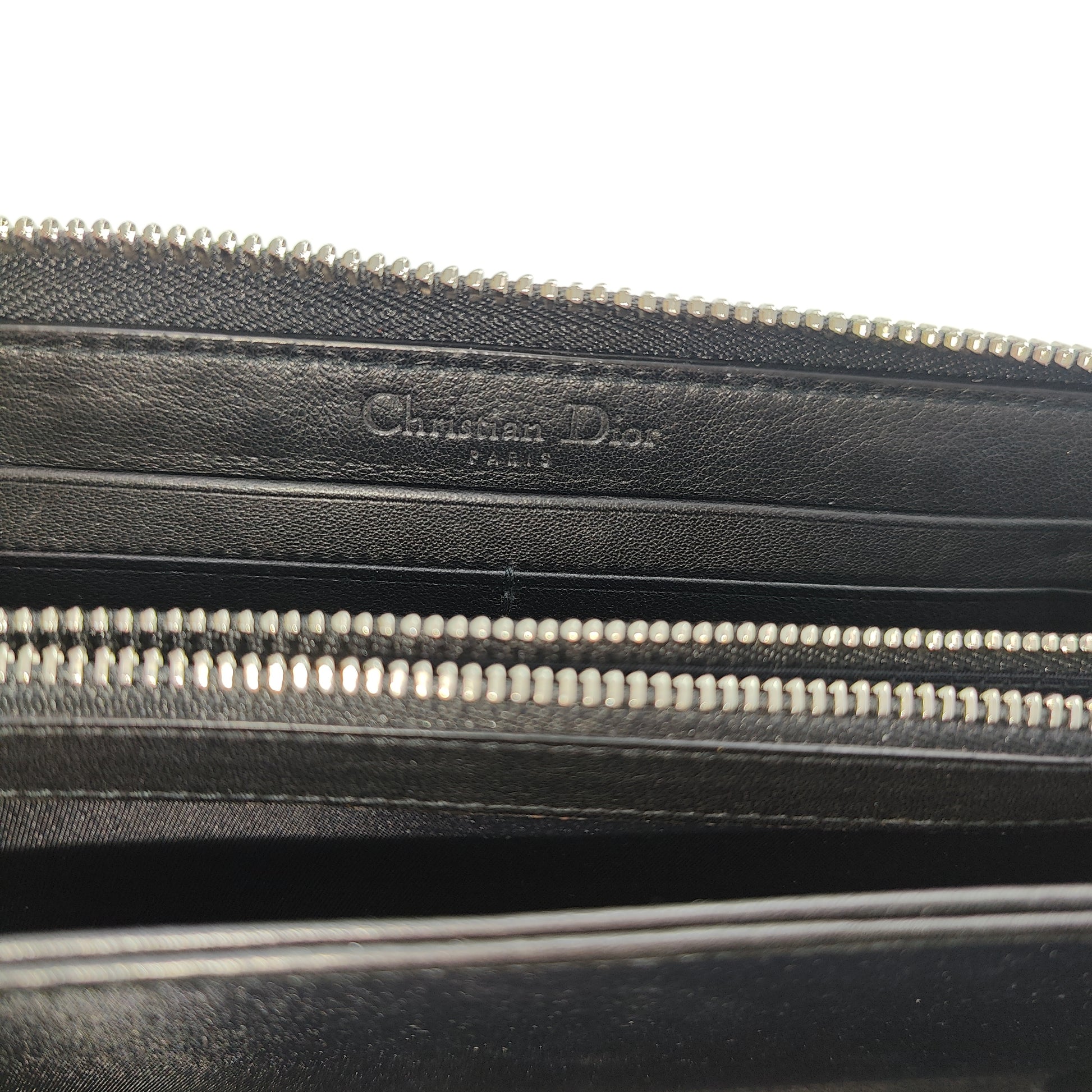 Lady Dior Zip Around Wallet Cannage Quilt Patent Long