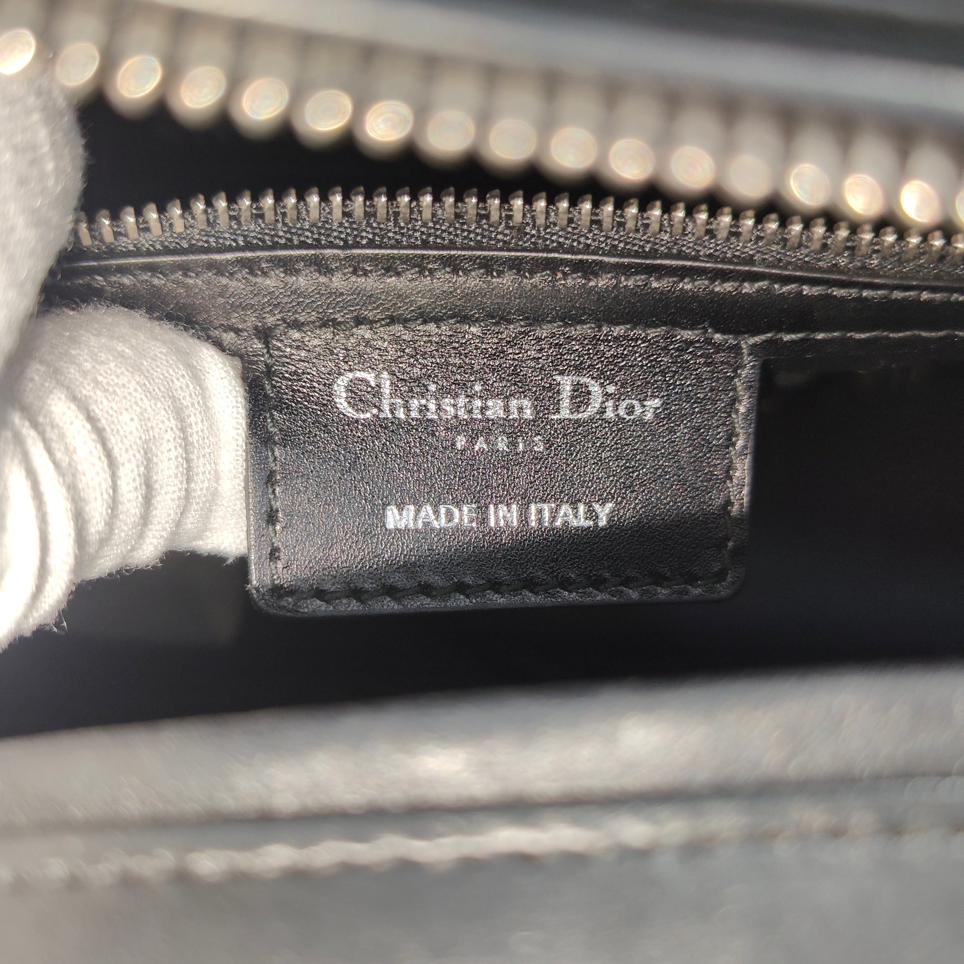 Box Calfskin Lady Dior Pouch Tote Black