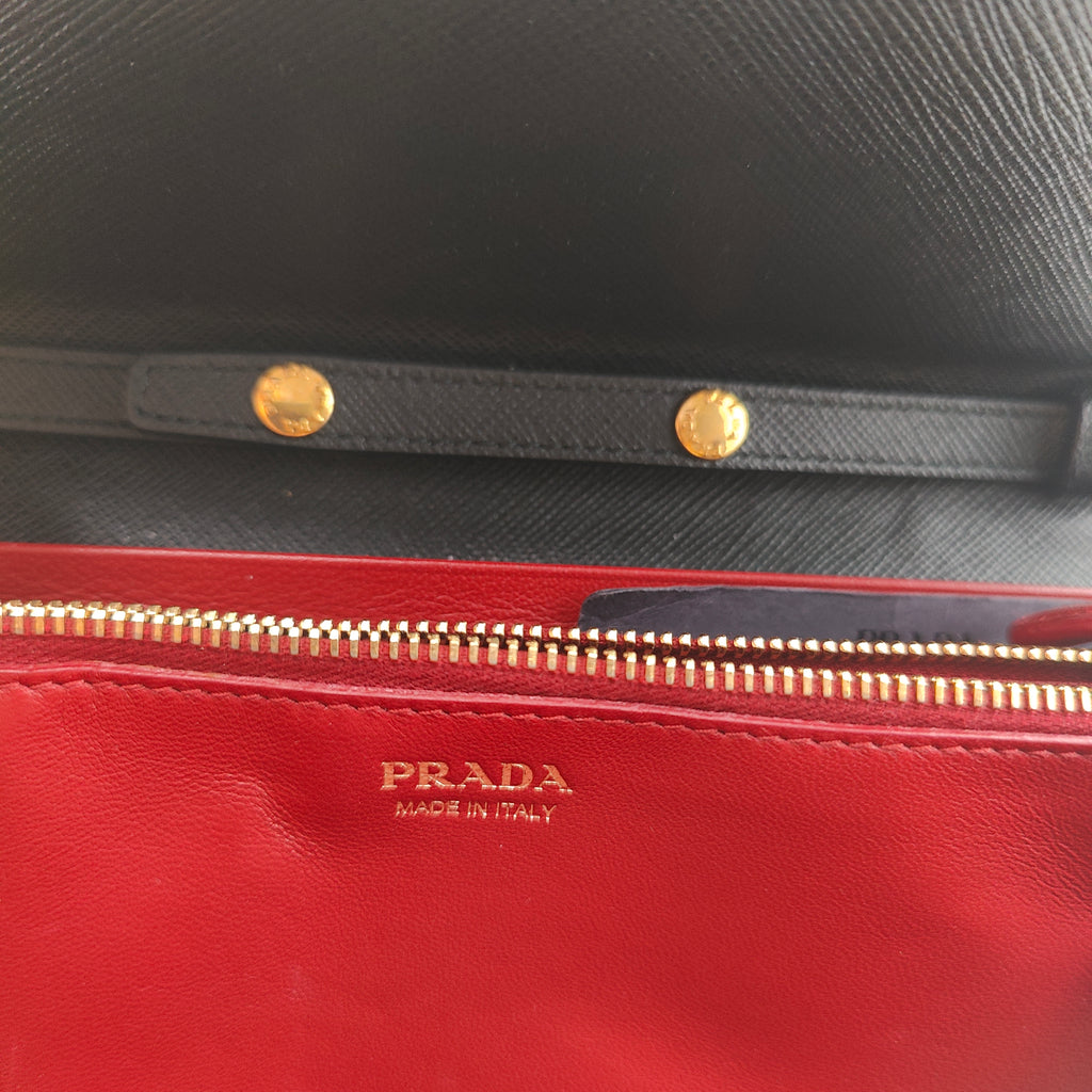 Wristlet Wallet on Chain Saffiano Leather