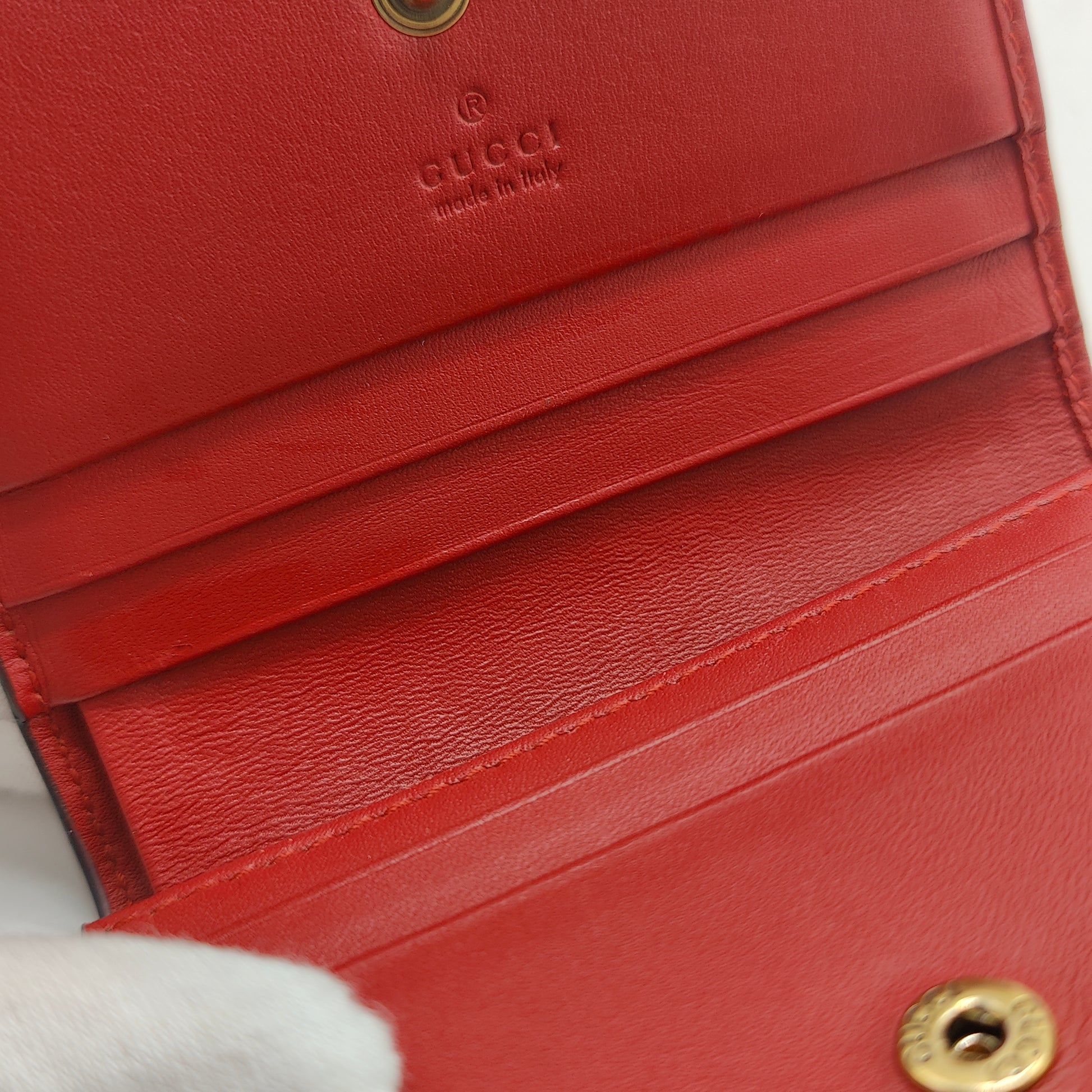 Cherries Flap Card Case Guccissima Leather