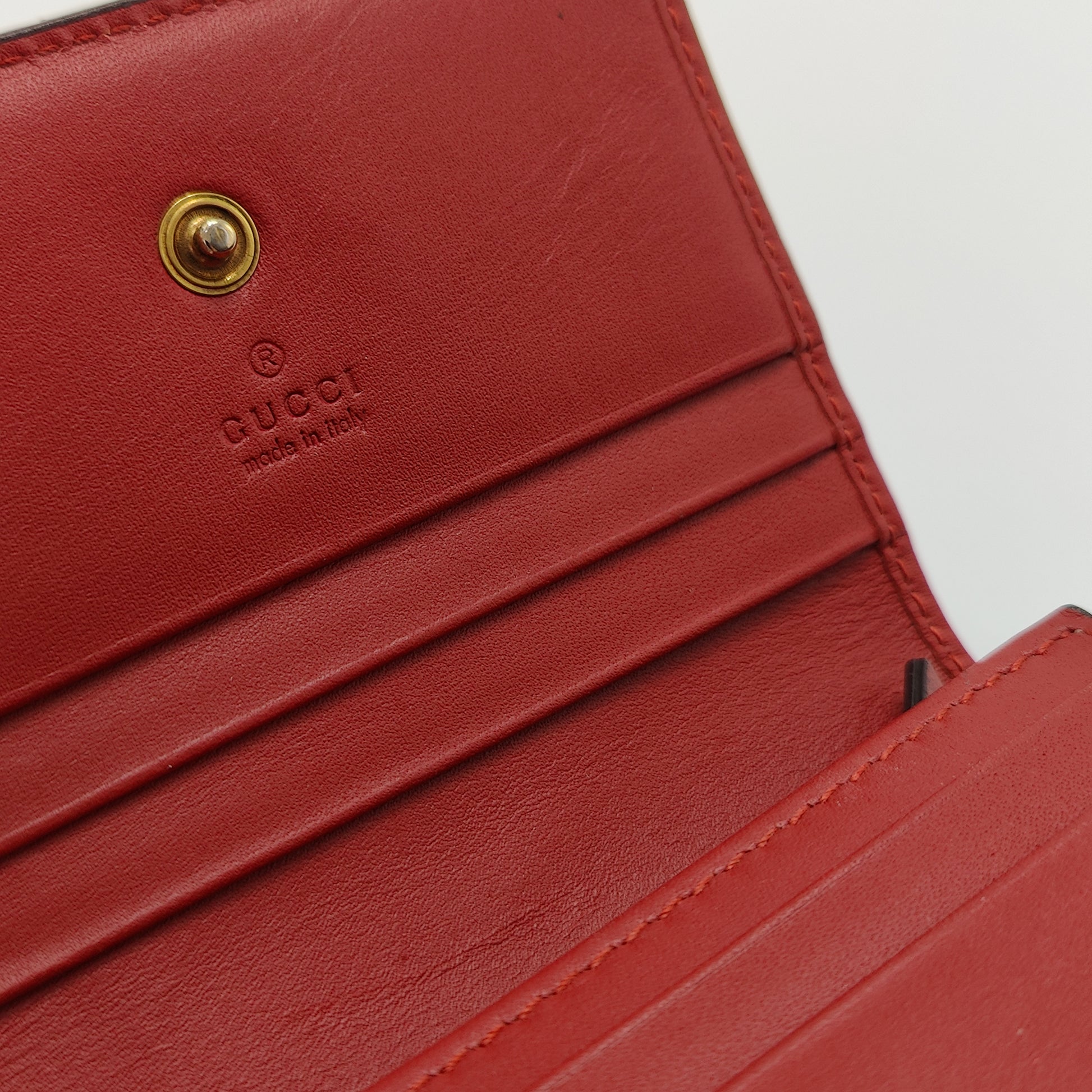 Cherries Flap Card Case Guccissima Leather