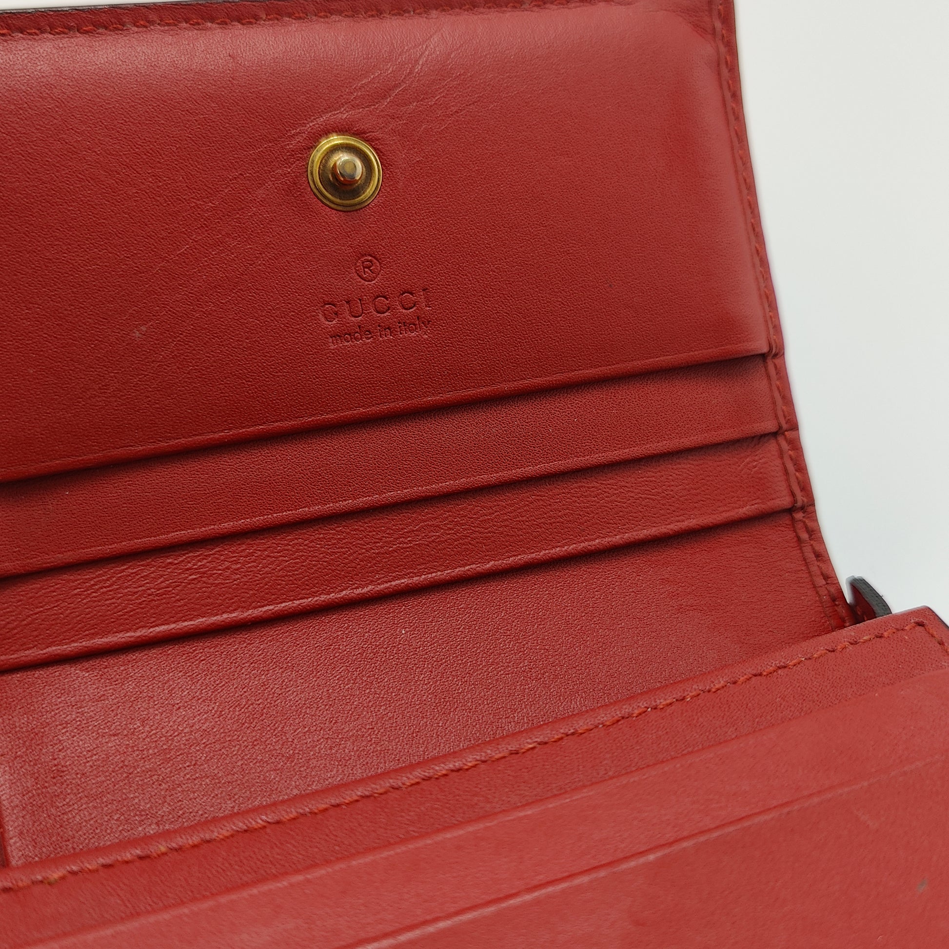 Cherries Flap Card Case Guccissima Leather