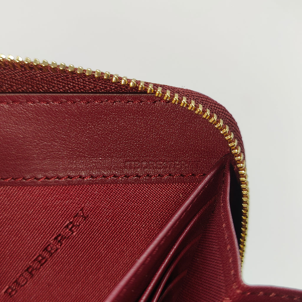 Elmore Zip Wallet Leather with Horseferry Check Canvas