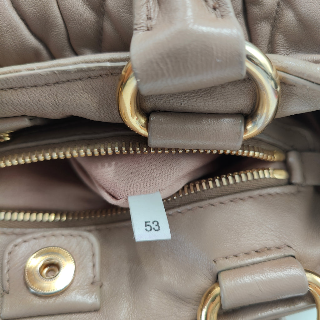 Nappa Matelasse Bauletto Top Handle Bowler Pomice