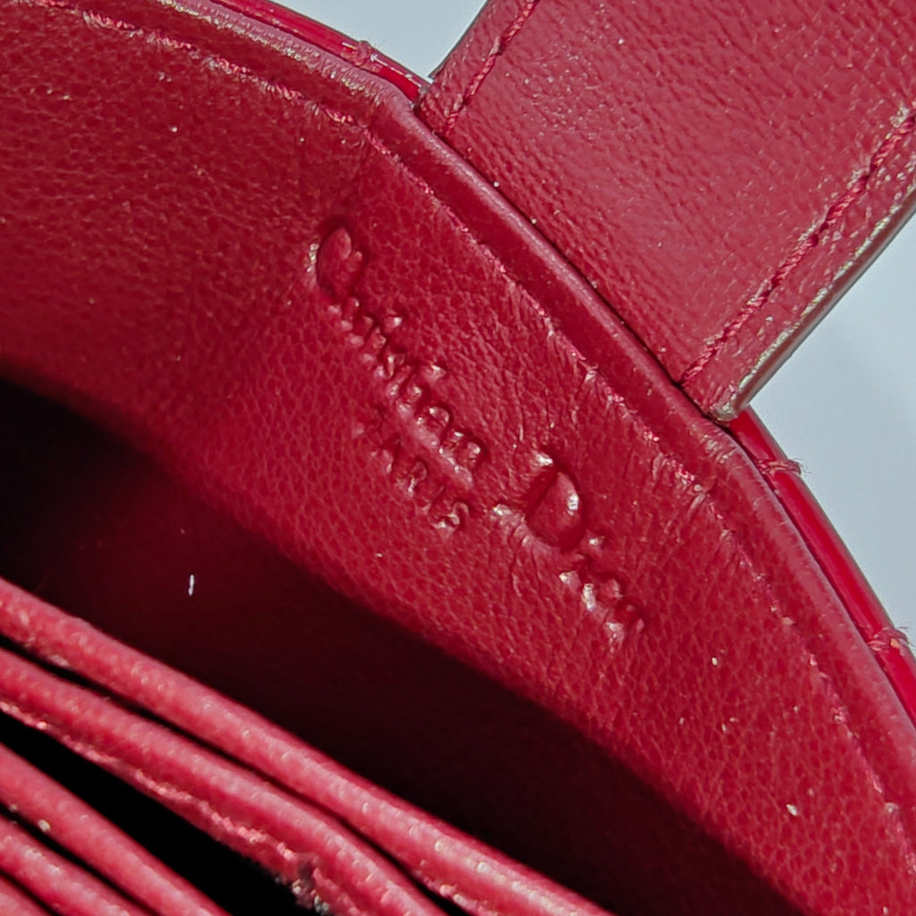Cannage Pattern Patent Leather Wallet
