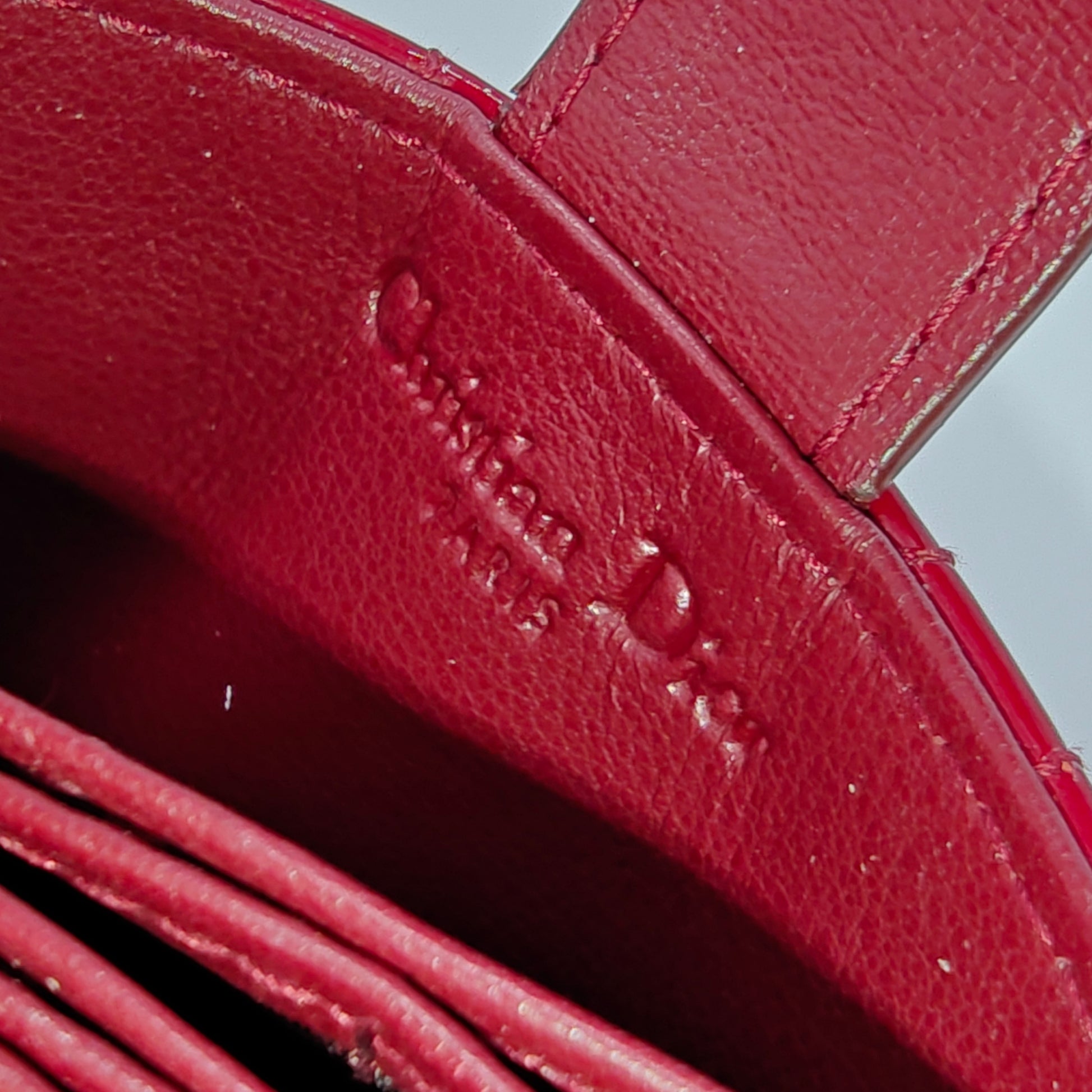 Cannage Pattern Patent Leather Wallet
