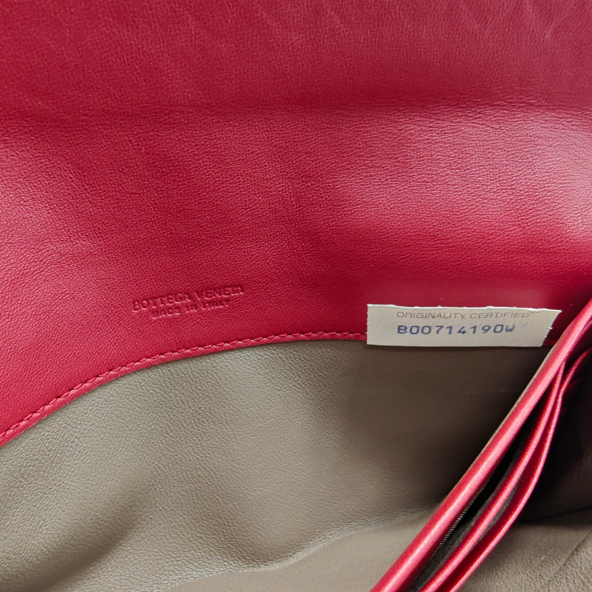Red Intrecciato Leather Flap Continental Wallet