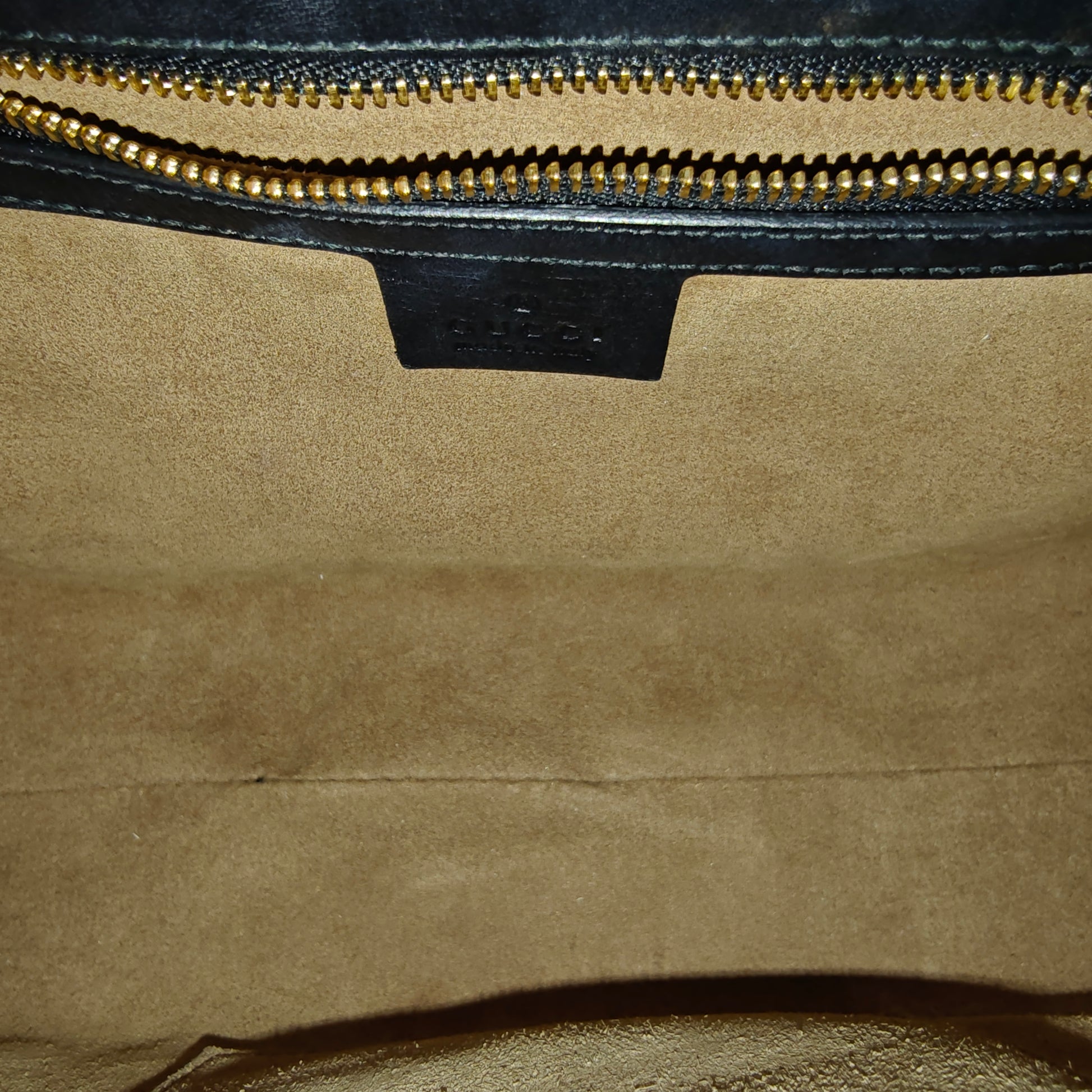 GG Supreme Monogram Calfskin Small Padlock Top Handle Bag Beige Black Cuir