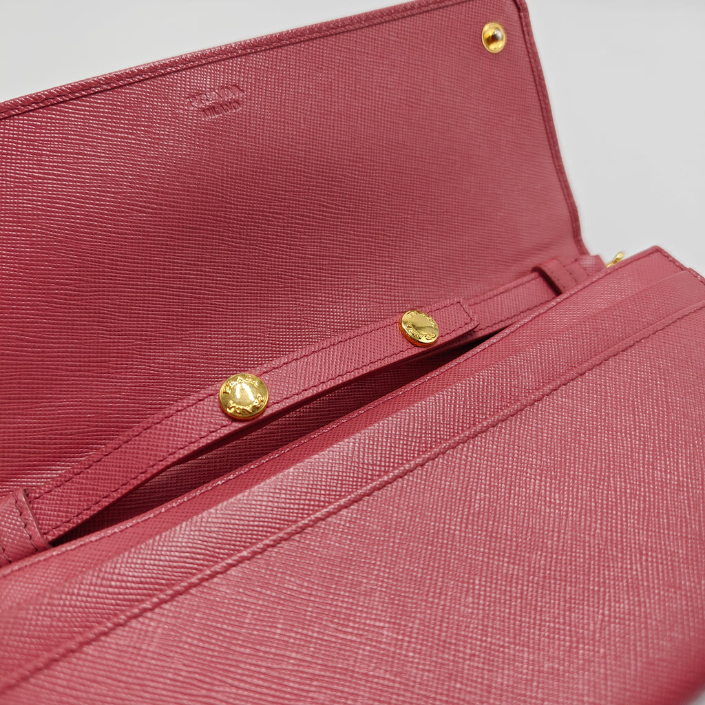 Saffiano Continental Flap Wallet Fuoco