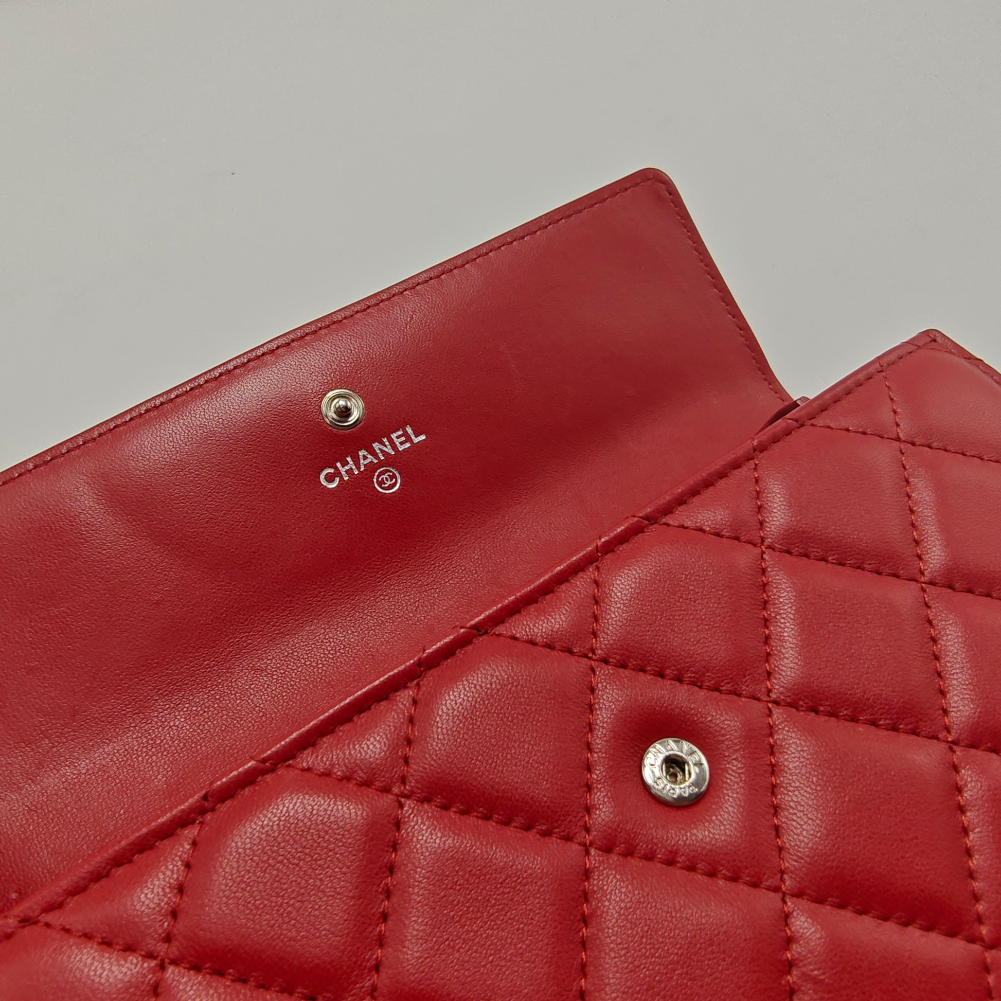 CC Gusset Flap Wallet Lambskin Long