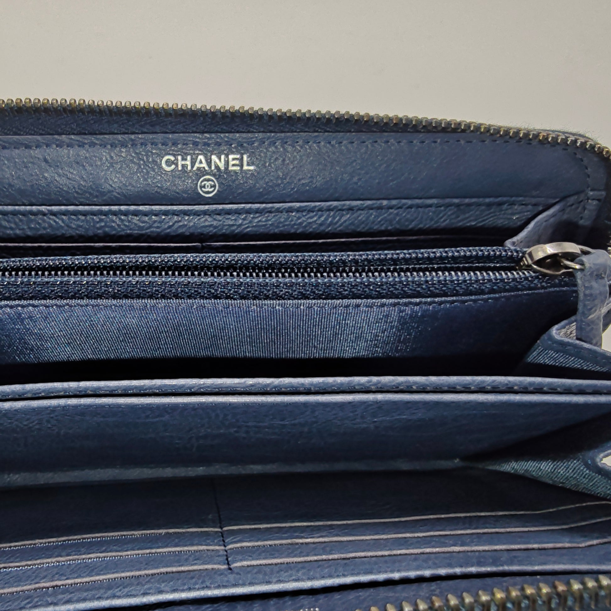 Chanel Boy Zip Around Wallet Quilted Caviar Long