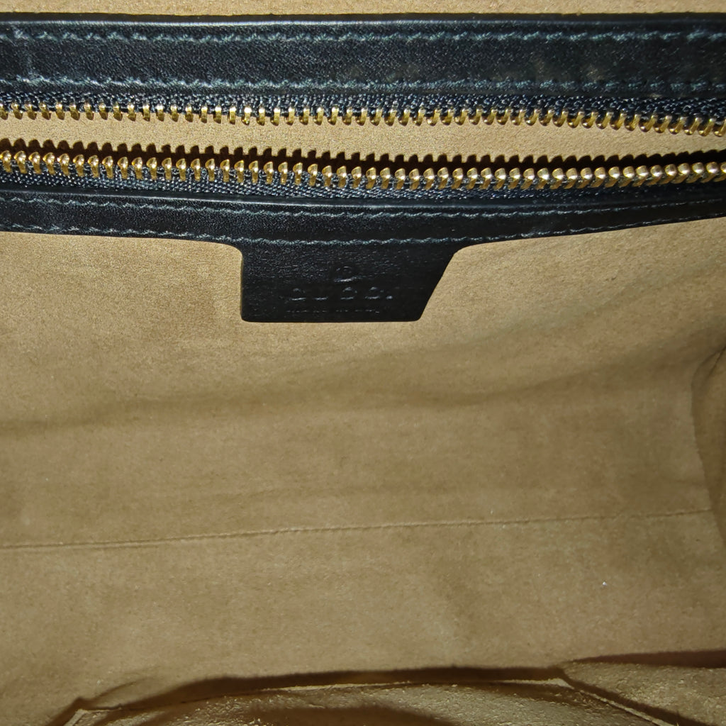 Padlock Top Handle Bag GG Coated Canvas and Leather Smal