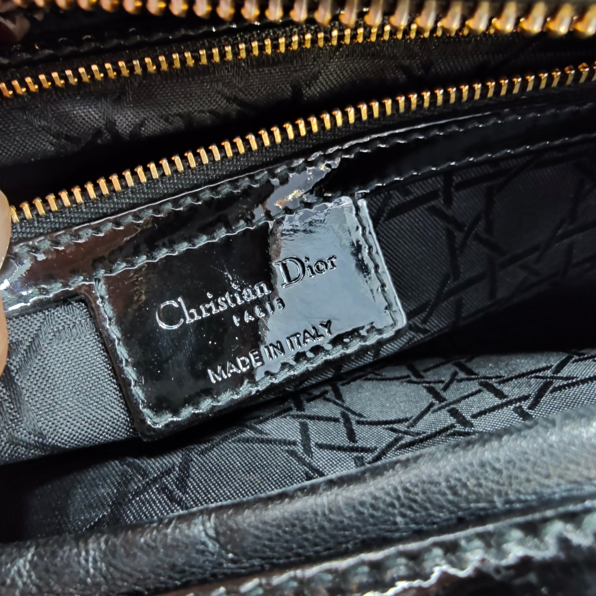 Lady Dior Bag Cannage Quilt Patent Large