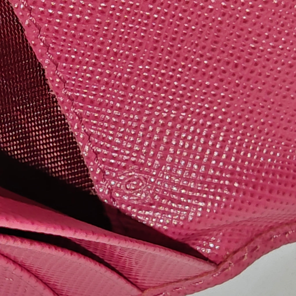Fuchsia Saffiano Leather Bow Continental Wallet