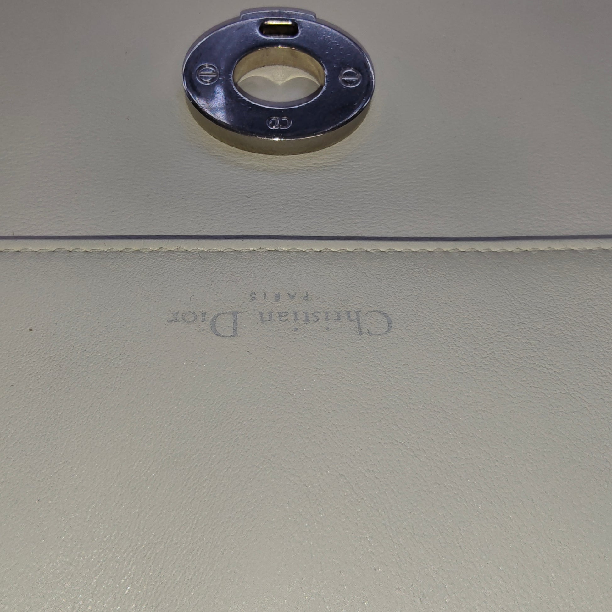 Dior White/Black Leather Large Be Dior Flap Top Handle Bag