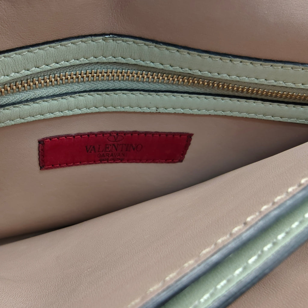 Nappa Rockstud Wristlet Clutch Green Tea Sorbet
