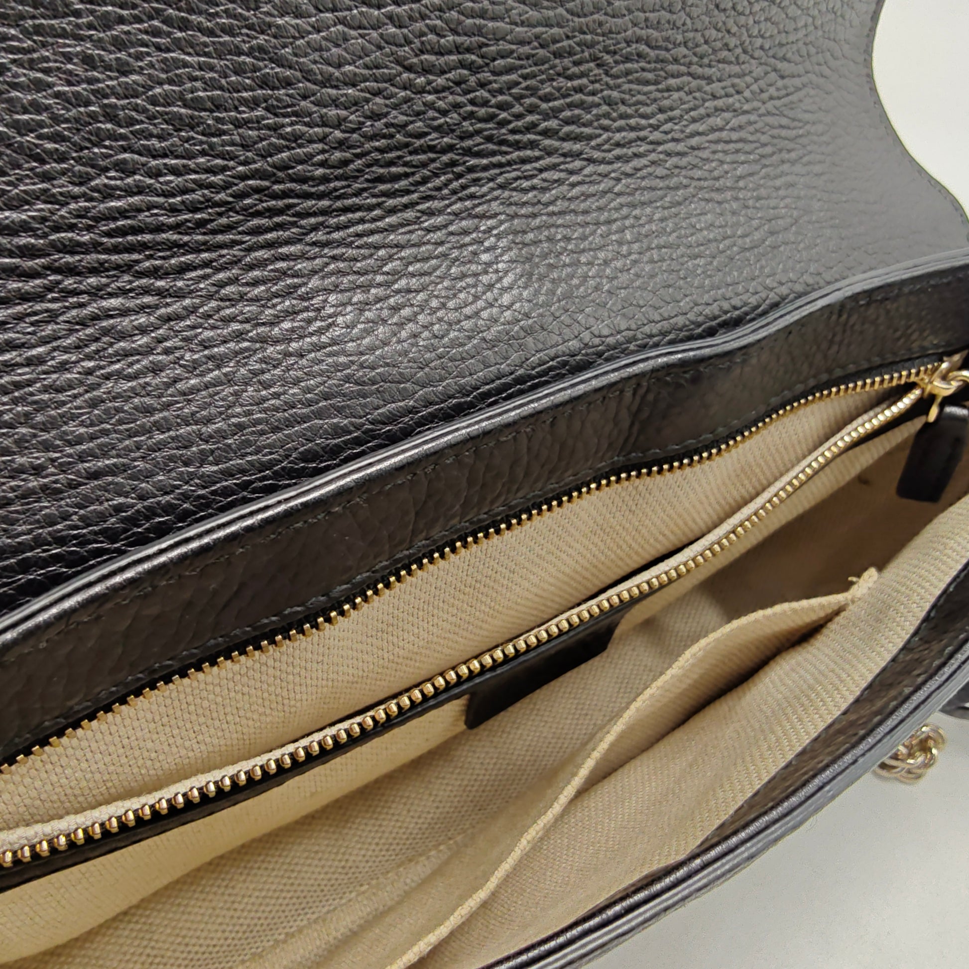 Pebbled Calfskin Medium Soho Flap Crossbody Black