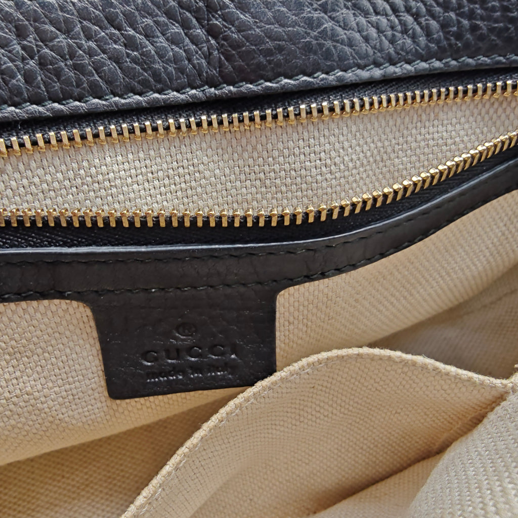 Pebbled Calfskin Medium Soho Flap Crossbody Black